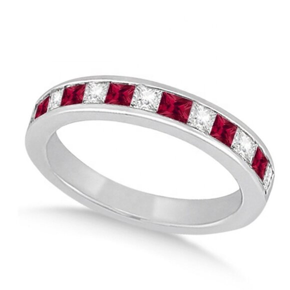 💕  Attractive 925 Silver Plated Red Cubic Zirconia Couple Ring, FB16FA1083 - Picture 2 of 3